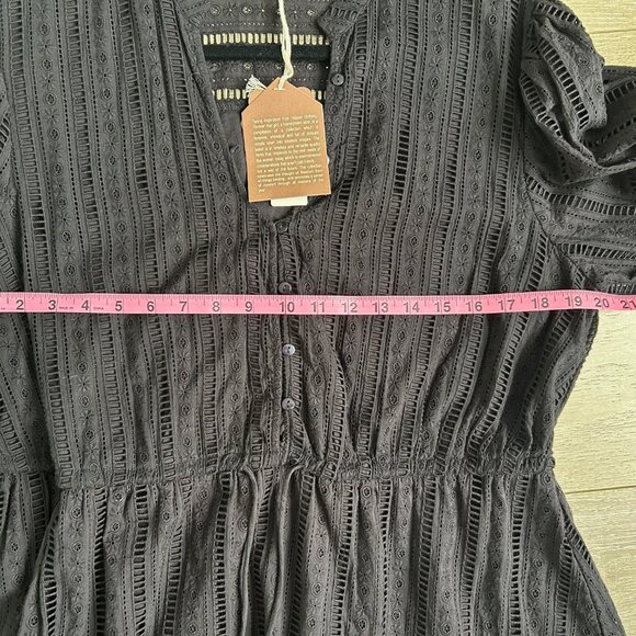 Forever That Girl Anthropologie Eyelet Black Dress Size XL Boho Chic - Picture 9 of 10